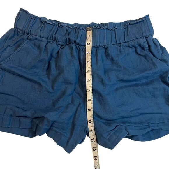 J Crew Shorts Womens Medium Blue Linen Elastic Waist Preppy Chino Boho Casual - Picture 3 of 16